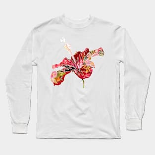 PixDezines Hibicus, red collage Long Sleeve T-Shirt